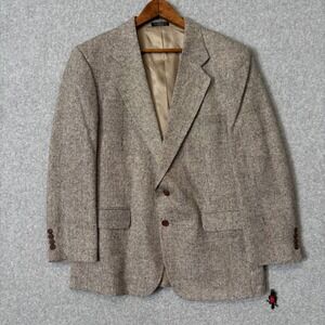 Barrington Men's 42S Blazer Tan Brown Silk Tweed‎ 2 Button Sport Coat 42 Vintage